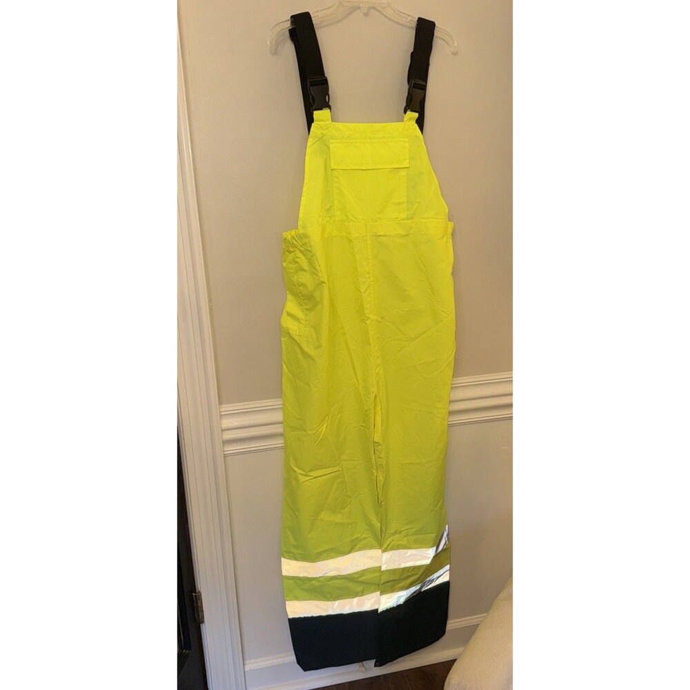 3M Brand New REFLECTIVE BIBS Rain Suit Overalls NEON YELLOW size XL Class E